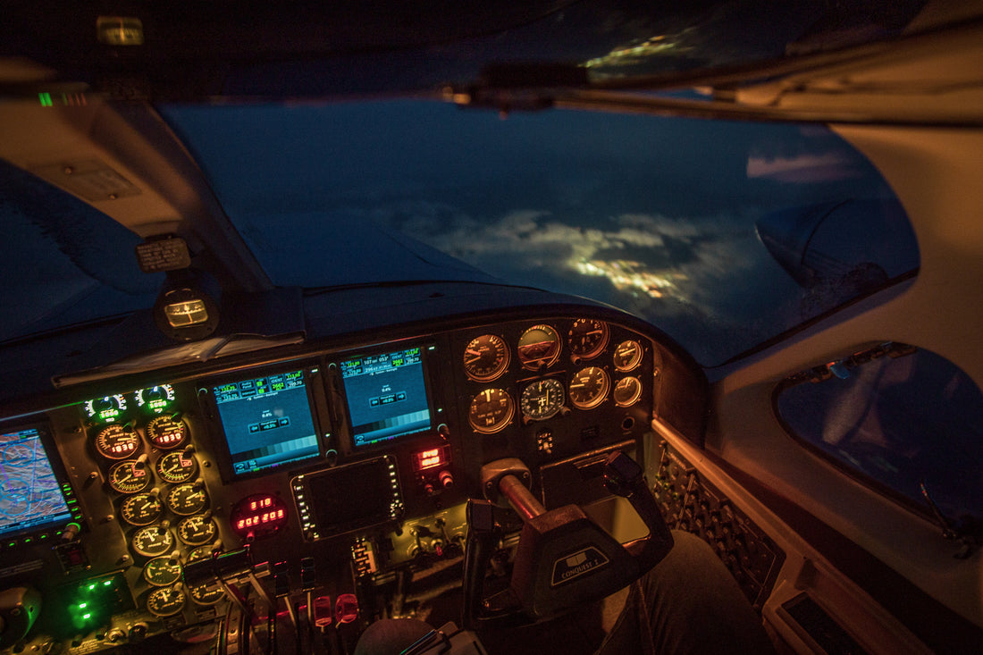 Night Flying Cockpit View Cessna 425 Angel Flight Canada Evan Luft